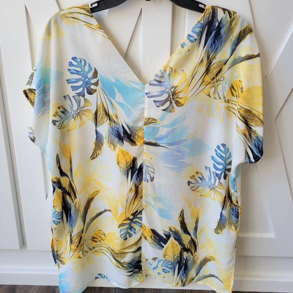 Cap Sleeve Tropical Top - Yellow - Medium - Picture 3 of 5